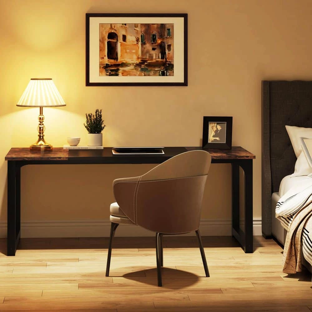 Halseey 70.8 in. W Brown Computer Desk Particle Board Wood Home Office Workstation Boardroom Desk by TRIBESIGNS WAY TO ORIGIN 12 Halseey 70.8 in. W Brown Computer Desk Particle Board Wood Home Office Workstation Boardroom Desk by TRIBESIGNS WAY TO ORIGIN - Image 11