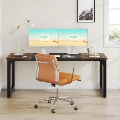 Halseey 70.8 in. W Brown Computer Desk Particle Board Wood Home Office Workstation Boardroom Desk by TRIBESIGNS WAY TO ORIGIN 24 Halseey 70.8 in. W Brown Computer Desk Particle Board Wood Home Office Workstation Boardroom Desk by TRIBESIGNS WAY TO ORIGIN -Deals Glitzhome Store brown tribesigns way to origin computer desks hd u0128 wzz 4f 1000