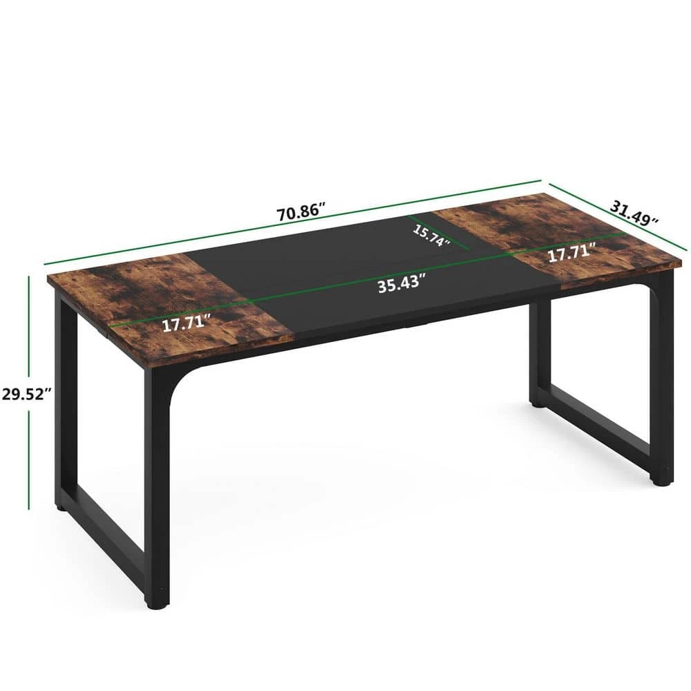 Halseey 70.8 in. W Brown Computer Desk Particle Board Wood Home Office Workstation Boardroom Desk by TRIBESIGNS WAY TO ORIGIN 7 Halseey 70.8 in. W Brown Computer Desk Particle Board Wood Home Office Workstation Boardroom Desk by TRIBESIGNS WAY TO ORIGIN - Image 6