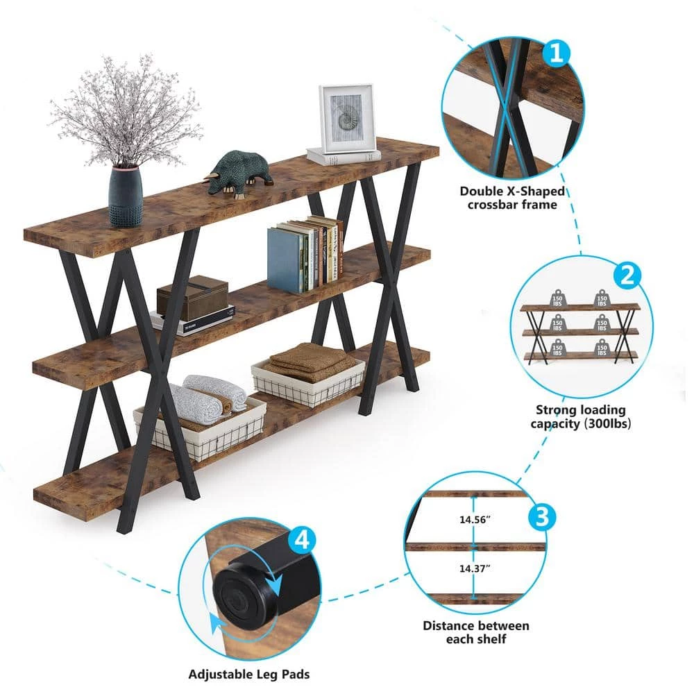 Benjamin 71 in. Console Table Wood Vintage Brown Sofa Table Modern Industrial Narrow Long Skinny Hallway Table by TRIBESIGNS WAY TO ORIGIN 10 Benjamin 71 in. Console Table Wood Vintage Brown Sofa Table Modern Industrial Narrow Long Skinny Hallway Table by TRIBESIGNS WAY TO ORIGIN - Image 8