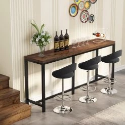 Benjamin 70.86 in. Console Table Wood Vintage White Sofa Table Modern Industrial Narrow Long Skinny Hallway Table by TRIBESIGNS WAY TO ORIGIN -Deals Glitzhome Store brown tribesigns way to origin console tables hd xj0037 wzz 1f 1000