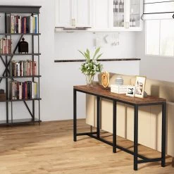 Benjamin 70.86 in. Console Table Wood Vintage White Sofa Table Modern Industrial Narrow Long Skinny Hallway Table by TRIBESIGNS WAY TO ORIGIN -Deals Glitzhome Store brown tribesigns way to origin console tables hd xj0037 wzz 76 1000