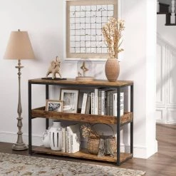 Benjamin 39.37 in. Console Table Wood Vintage Brown Sofa Table Modern Industrial Narrow Long Skinny Hallway Table by TRIBESIGNS WAY TO ORIGIN 19 Benjamin 39.37 in. Console Table Wood Vintage Brown Sofa Table Modern Industrial Narrow Long Skinny Hallway Table by TRIBESIGNS WAY TO ORIGIN -Deals Glitzhome Store brown tribesigns way to origin console tables hd zzy03 wzz 31 1000