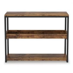 Benjamin 39.37 in. Console Table Wood Vintage Brown Sofa Table Modern Industrial Narrow Long Skinny Hallway Table by TRIBESIGNS WAY TO ORIGIN