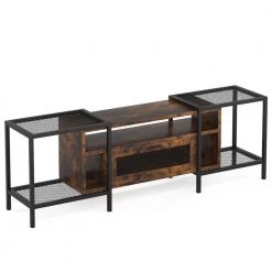 Tabor 74.8 in. Industrial Brown TV Stand with Storage Cube Fits TV's up to 85 in. with Metal Mesh Shelves by TRIBESIGNS WAY TO ORIGIN -Deals Glitzhome Store brown tribesigns way to origin tv stands hd jw0238 wzz 66 1000
