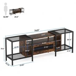 Tabor 74.8 in. Industrial Brown TV Stand with Storage Cube Fits TV's up to 85 in. with Metal Mesh Shelves by TRIBESIGNS WAY TO ORIGIN -Deals Glitzhome Store brown tribesigns way to origin tv stands hd jw0238 wzz fa 1000