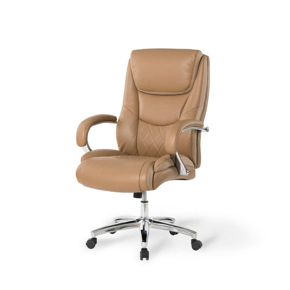 Camel Big and Tall Air PU Leather Gaslift Adjustable Height Swivel Executive Chair (400 lb.) by Glitzhome 3 Camel Big and Tall Air PU Leather Gaslift Adjustable Height Swivel Executive Chair (400 lb.) by Glitzhome