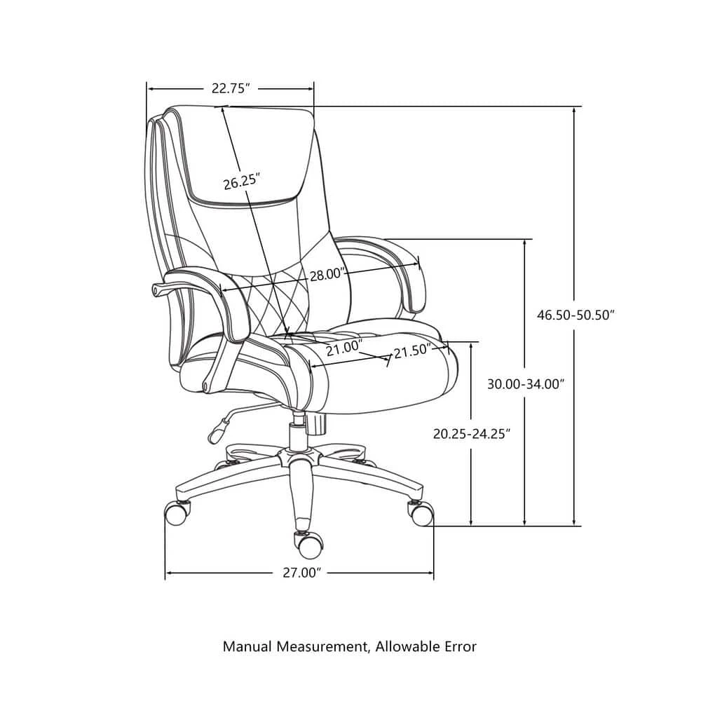 Camel Big and Tall Air PU Leather Gaslift Adjustable Height Swivel Executive Chair (400 lb.) by Glitzhome 6 Camel Big and Tall Air PU Leather Gaslift Adjustable Height Swivel Executive Chair (400 lb.) by Glitzhome - Image 4