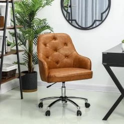 39.75 in. H Camel Brown Bonded Leather Gaslift Adjustable Swivel Office Chair/Desk Chair by Glitzhome -Deals Glitzhome Store camel glitzhome task chairs 2001100004 31 1000