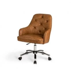 39.75 in. H Camel Brown Bonded Leather Gaslift Adjustable Swivel Office Chair/Desk Chair by Glitzhome