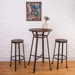 29.92 in. H Coffee Color Rustic Steel Bar Stool with Elm Wood Top (Set of 2) by Glitzhome -Deals Glitzhome Store coffee glitzhome bar stools 1010202642 31 1000