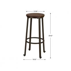 29.92 in. H Coffee Color Rustic Steel Bar Stool with Elm Wood Top (Set of 2) by Glitzhome -Deals Glitzhome Store coffee glitzhome bar stools 1010202642 c3 1000