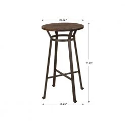 S/3 Coffee Rustic Steel/Elm Wood Pub Set (1 Tabel+2 Stools) by Glitzhome -Deals Glitzhome Store coffee glitzhome dining room sets 1010202751 1f 1000
