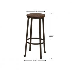 S/3 Coffee Rustic Steel/Elm Wood Pub Set (1 Tabel+2 Stools) by Glitzhome -Deals Glitzhome Store coffee glitzhome dining room sets 1010202751 4f 1000