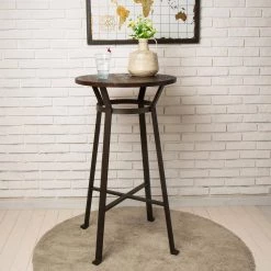 S/3 Coffee Rustic Steel/Elm Wood Pub Set (1 Tabel+2 Stools) by Glitzhome -Deals Glitzhome Store coffee glitzhome dining room sets 1010202751 fa 1000