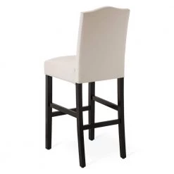 45.00 in. H Cream White Leatherette Barchair with Studded Decoration High Back Black Solid Rubberwood Legs (Set of 4) by Glitzhome -Deals Glitzhome Store cream black glitzhome bar stools 2000700014 1f 1000