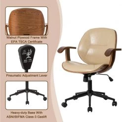 38 in. H Cream PU Leather Adjustable Swivel Desk Chair/Task Chair by Glitzhome 17 38 in. H Cream PU Leather Adjustable Swivel Desk Chair/Task Chair by Glitzhome -Deals Glitzhome Store cream glitzhome task chairs 2001100032 1f 1000