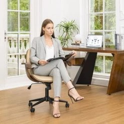 38 in. H Cream PU Leather Adjustable Swivel Desk Chair/Task Chair by Glitzhome 14 38 in. H Cream PU Leather Adjustable Swivel Desk Chair/Task Chair by Glitzhome -Deals Glitzhome Store cream glitzhome task chairs 2001100032 77 1000