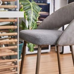 40.25 in. H Dark Grey Low Back Mixing Fabic/Leatherette Bar Stool with Brown Tapered Metal Legs (Set of 2) by Glitzhome -Deals Glitzhome Store dark gray glitzhome bar stools 2000900058 44 1000