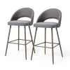 40.25 in. H Dark Grey Low Back Mixing Fabic/Leatherette Bar Stool with Brown Tapered Metal Legs (Set of 2) by Glitzhome -Deals Glitzhome Store dark gray glitzhome bar stools 2000900058 64 1000