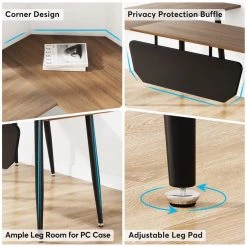 Perry 68.9 in. L-Shaped Dark Walnut Executive Office Desk, Industrial Business Furniture Set with Front Baffle by TRIBESIGNS WAY TO ORIGIN 18 Perry 68.9 in. L-Shaped Dark Walnut Executive Office Desk, Industrial Business Furniture Set with Front Baffle by TRIBESIGNS WAY TO ORIGIN -Deals Glitzhome Store dark walnut tribesigns way to origin executive desks hd ggxk00126 4f 1000