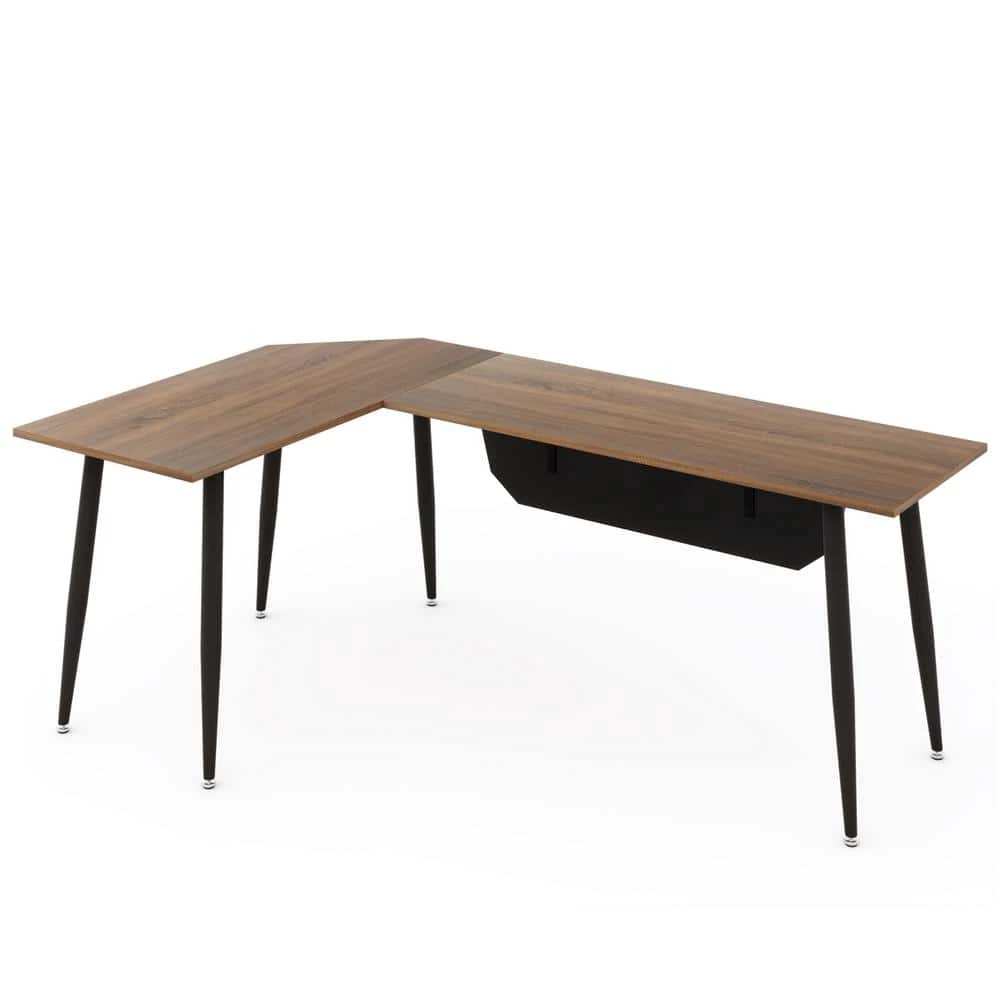 Perry 68.9 in. L-Shaped Dark Walnut Executive Office Desk, Industrial Business Furniture Set with Front Baffle by TRIBESIGNS WAY TO ORIGIN 3 Perry 68.9 in. L-Shaped Dark Walnut Executive Office Desk, Industrial Business Furniture Set with Front Baffle by TRIBESIGNS WAY TO ORIGIN