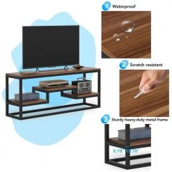 Baade 59 in. Dark Walnut TV Stand Fits TV's up to 60 in. with 3 Storage Shelves by TRIBESIGNS WAY TO ORIGIN -Deals Glitzhome Store dark walnut tribesigns way to origin tv stands hd f1094 1f 1000