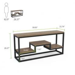 Baade 59 in. Dark Walnut TV Stand Fits TV's up to 60 in. with 3 Storage Shelves by TRIBESIGNS WAY TO ORIGIN -Deals Glitzhome Store dark walnut tribesigns way to origin tv stands hd f1094 4f 1000