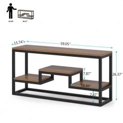 Baade 59 in. Dark Walnut TV Stand Fits TV's up to 60 in. with 3 Storage Shelves by TRIBESIGNS WAY TO ORIGIN -Deals Glitzhome Store dark walnut tribesigns way to origin tv stands hd f1094 77 1000
