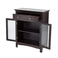 32.11 in. H Wooden Espresso Floor Storage Cabinet With Double Doors by Glitzhome -Deals Glitzhome Store espresso glitzhome accent cabinets gh1001003541 44 1000