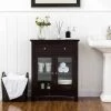 32.11 in. H Wooden Espresso Floor Storage Cabinet With Double Doors by Glitzhome