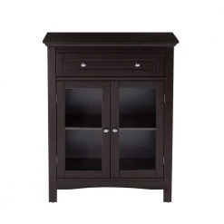 32.11 in. H Wooden Espresso Floor Storage Cabinet With Double Doors by Glitzhome -Deals Glitzhome Store espresso glitzhome accent cabinets gh1001003541 77 1000