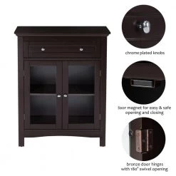 32.11 in. H Wooden Espresso Floor Storage Cabinet With Double Doors by Glitzhome -Deals Glitzhome Store espresso glitzhome accent cabinets gh1001003541 c3 1000