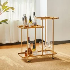 31.00 in. H Golden Deluxe 3-Tier Metal Kitchen Bar Cart by Glitzhome 14 31.00 in. H Golden Deluxe 3-Tier Metal Kitchen Bar Cart by Glitzhome -Deals Glitzhome Store gold glitzhome bar carts 2008600053 31 1000