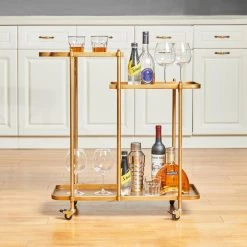 31.00 in. H Golden Deluxe 3-Tier Metal Kitchen Bar Cart by Glitzhome 11 31.00 in. H Golden Deluxe 3-Tier Metal Kitchen Bar Cart by Glitzhome -Deals Glitzhome Store gold glitzhome bar carts 2008600053 40 1000