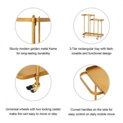 31.00 in. H Golden Deluxe 3-Tier Metal Kitchen Bar Cart by Glitzhome 13 31.00 in. H Golden Deluxe 3-Tier Metal Kitchen Bar Cart by Glitzhome -Deals Glitzhome Store gold glitzhome bar carts 2008600053 4f 1000