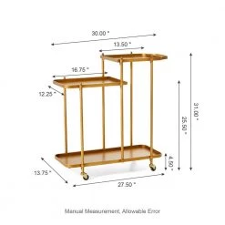 31.00 in. H Golden Deluxe 3-Tier Metal Kitchen Bar Cart by Glitzhome 12 31.00 in. H Golden Deluxe 3-Tier Metal Kitchen Bar Cart by Glitzhome -Deals Glitzhome Store gold glitzhome bar carts 2008600053 c3 1000