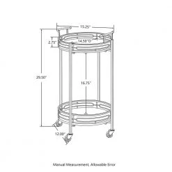 27 in. H Deluxe Gold Metal Round Mirrored Bar Cart by Glitzhome -Deals Glitzhome Store gold glitzhome bar carts gh1010202648 31 1000