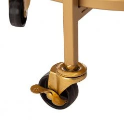 27 in. H Deluxe Gold Metal Round Mirrored Bar Cart by Glitzhome -Deals Glitzhome Store gold glitzhome bar carts gh1010202648 44 1000