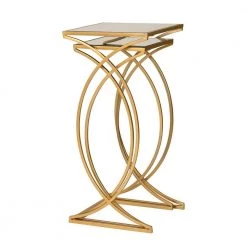 Gold Metal with Glass Accent Table (Set of 2) by Glitzhome -Deals Glitzhome Store gold glitzhome coffee tables gh1002202300 4f 1000