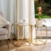 Gold Metal with Glass Accent Table (Set of 2) by Glitzhome -Deals Glitzhome Store gold glitzhome coffee tables gh1002202301 64 1000