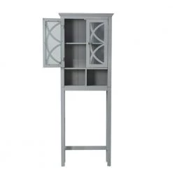 Linen Gray 2-Door High Cabinet by Glitzhome -Deals Glitzhome Store gray glitzhome accent cabinets 1001003543 1f 1000