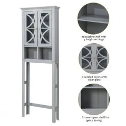 Linen Gray 2-Door High Cabinet by Glitzhome -Deals Glitzhome Store gray glitzhome accent cabinets 1001003543 c3 1000