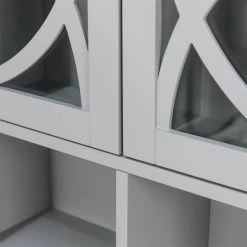 Linen Gray 2-Door High Cabinet by Glitzhome -Deals Glitzhome Store gray glitzhome accent cabinets 1001003543 fa 1000