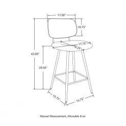 43 in.H Gray High Back PU Leather Bar Stool (Set of 2) by Glitzhome -Deals Glitzhome Store gray glitzhome bar stools 2000600002 4f 1000