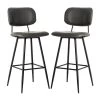 43 in.H Gray High Back PU Leather Bar Stool (Set of 2) by Glitzhome -Deals Glitzhome Store gray glitzhome bar stools 2000600002 64 1000