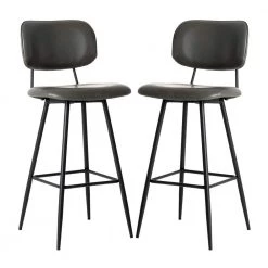 43 in.H Gray High Back PU Leather Bar Stool (Set of 2) by Glitzhome