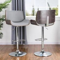 Set of 2 45.75 in. H Gray Mid-century Modern Adjustable Height Swivel Bar Stool by Glitzhome -Deals Glitzhome Store gray glitzhome bar stools 2000900020 31 1000