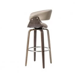 40.5 in. H Mid-Century Modern Gray PU Leather/ Oak bentwood Swivel Chair Low Back Bar Stool (Set of 2) by Glitzhome -Deals Glitzhome Store gray glitzhome bar stools 2000900025 44 1000