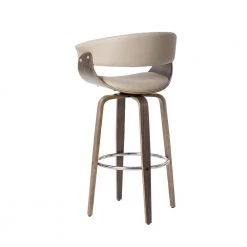 40.5 in. H Mid-Century Modern Gray PU Leather/ Oak bentwood Swivel Chair Low Back Bar Stool (Set of 2) by Glitzhome -Deals Glitzhome Store gray glitzhome bar stools 2000900025 fa 1000